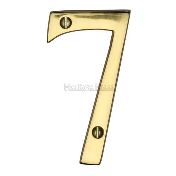 C1561 7-PB • 76mm • Polished Brass • Heritage Brass Face Fixing Numeral 7